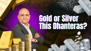 Gold coins and jewellery shining on Dhanteras 2025, symbolizing prosperity.